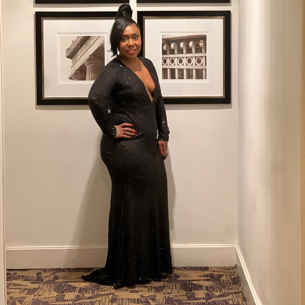 Long Sleeve V Neck Dress